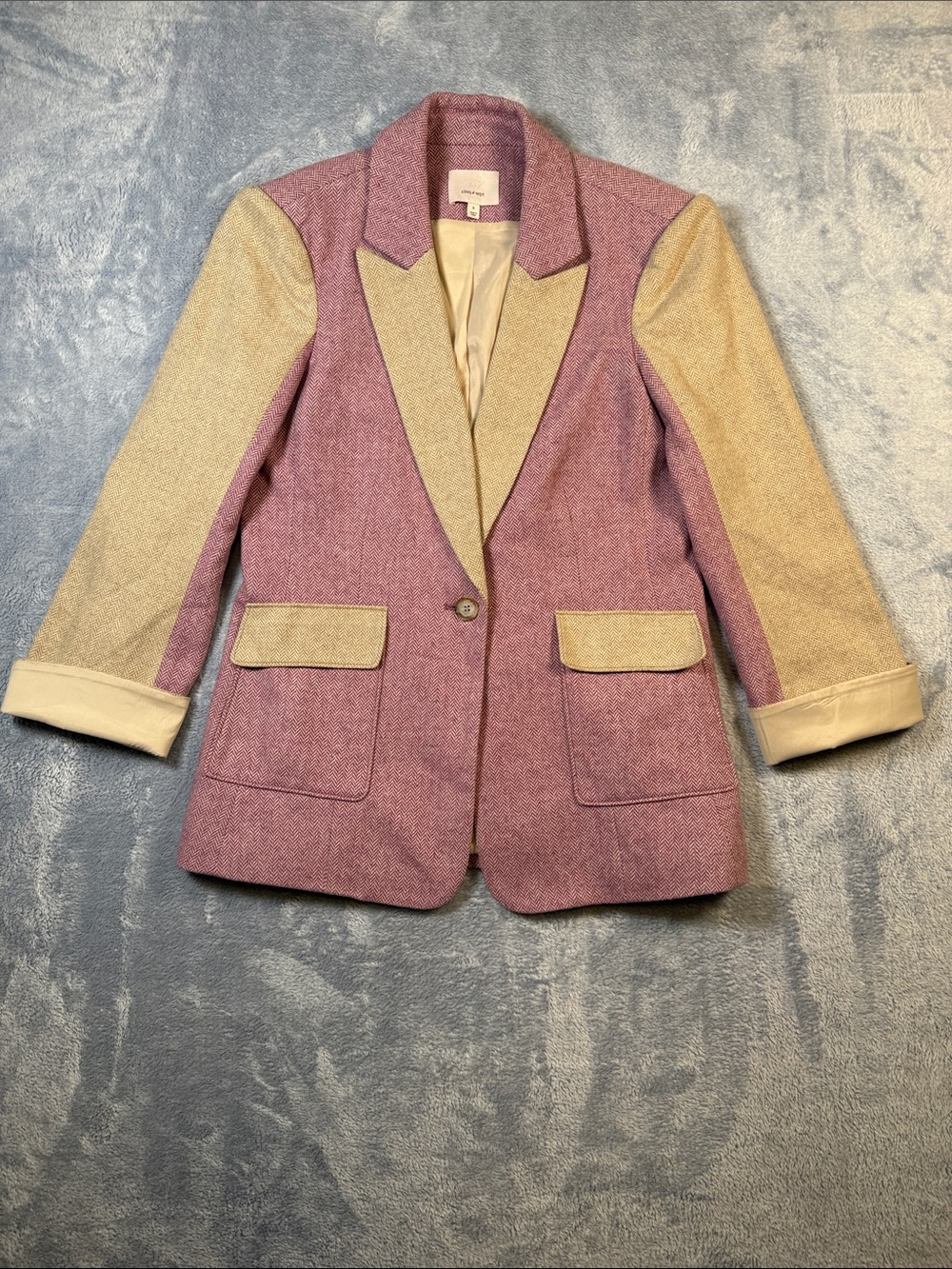 cinq a sept Two-Tone Pink and Cream Blazer Jacket